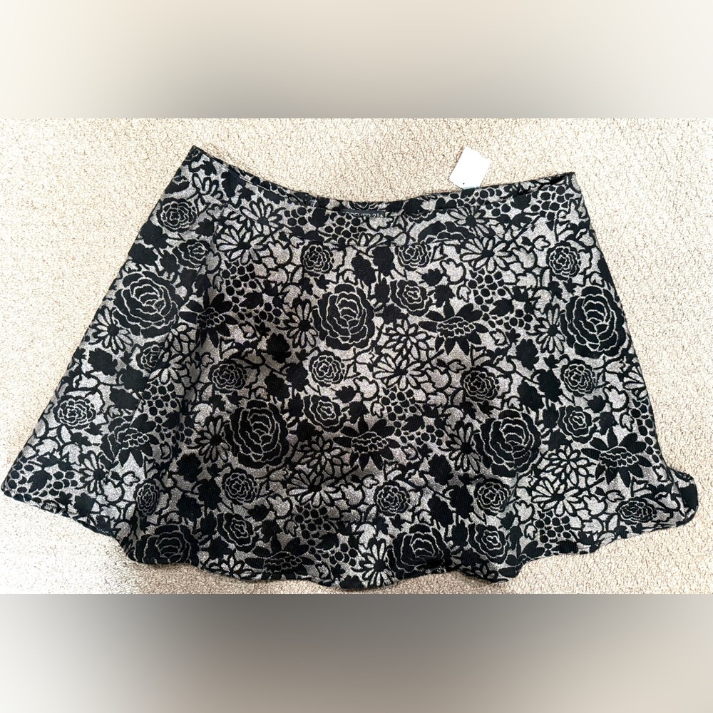 Floral Black and Silver/Gold Women's Work Or Party Skirt